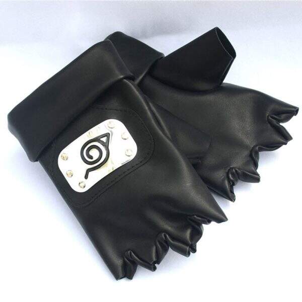 Anime Kakashi Gloves PU Black Cosplay Props Unisex Adult Gloves Half Fingerless Cool Boy Airl 2