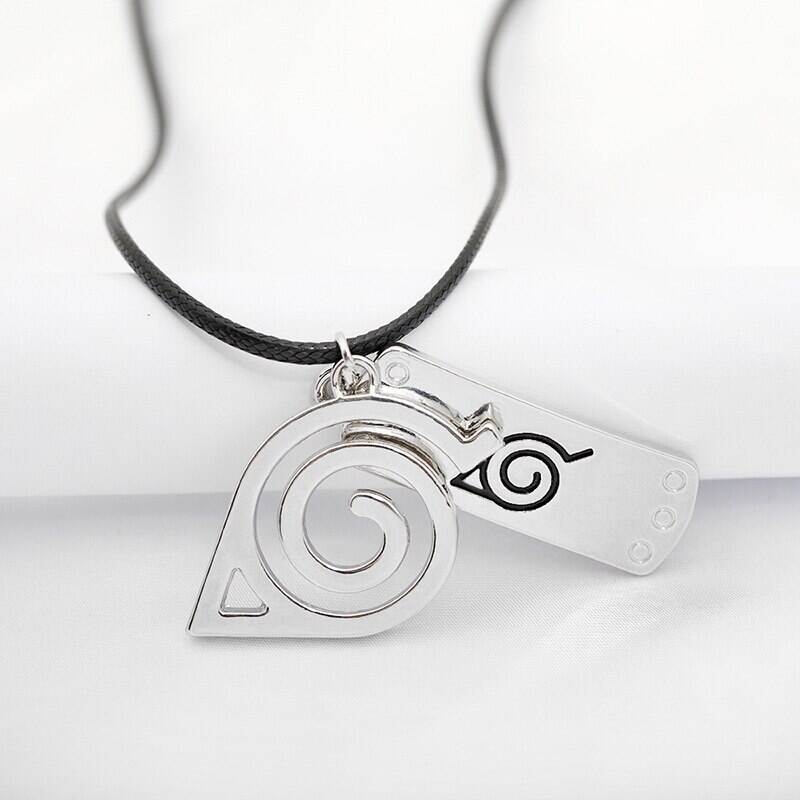 Anime Series Silver Konoha Guardian Forehead Sweater Chain Necklace Accessories Jewelry 3