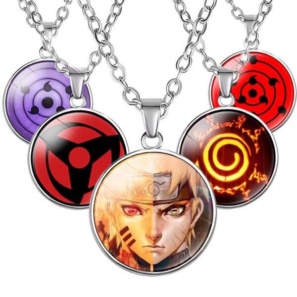 New Anime Naruto Sharingan Necklace For Men Chain Jewelry Accessories Uchiha Itachi Cosplay Pendant Kids Toys Cartoon Boys Gift 1