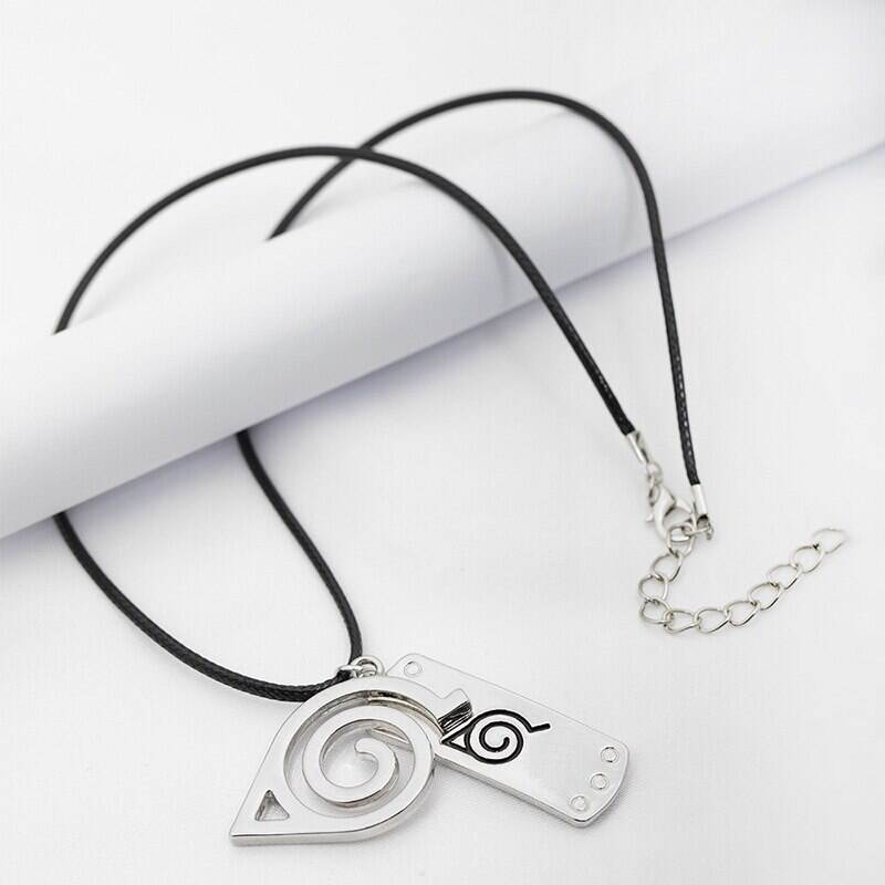 Anime Series Silver Konoha Guardian Forehead Sweater Chain Necklace Accessories Jewelry 4