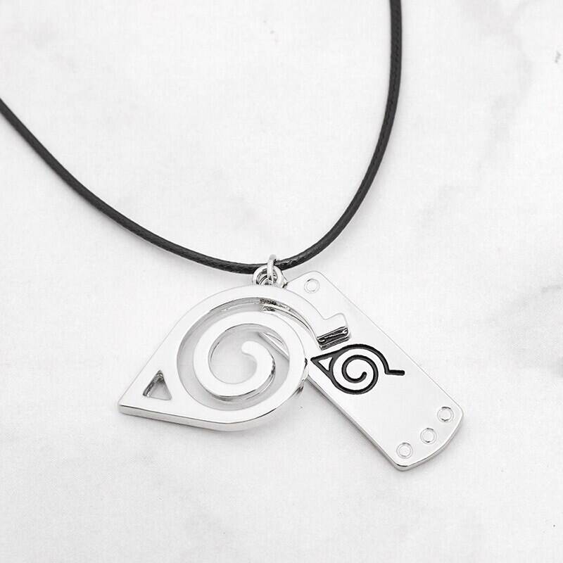 Anime Series Silver Konoha Guardian Forehead Sweater Chain Necklace Accessories Jewelry 6