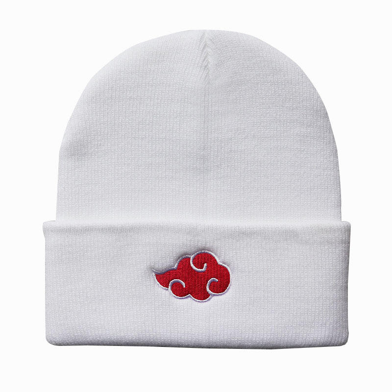 ECOBROS 2021 Beanies Women Autumn Winter Warm Hat Anime Akatsuki Cosplay Red Cloud Embroidery Caps For Men Knitted Bonnet Unisex 4